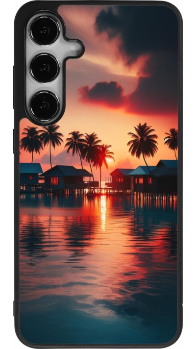 Coque Samsung Galaxy S25+ - Silicone rigide noir Paradis Maldives