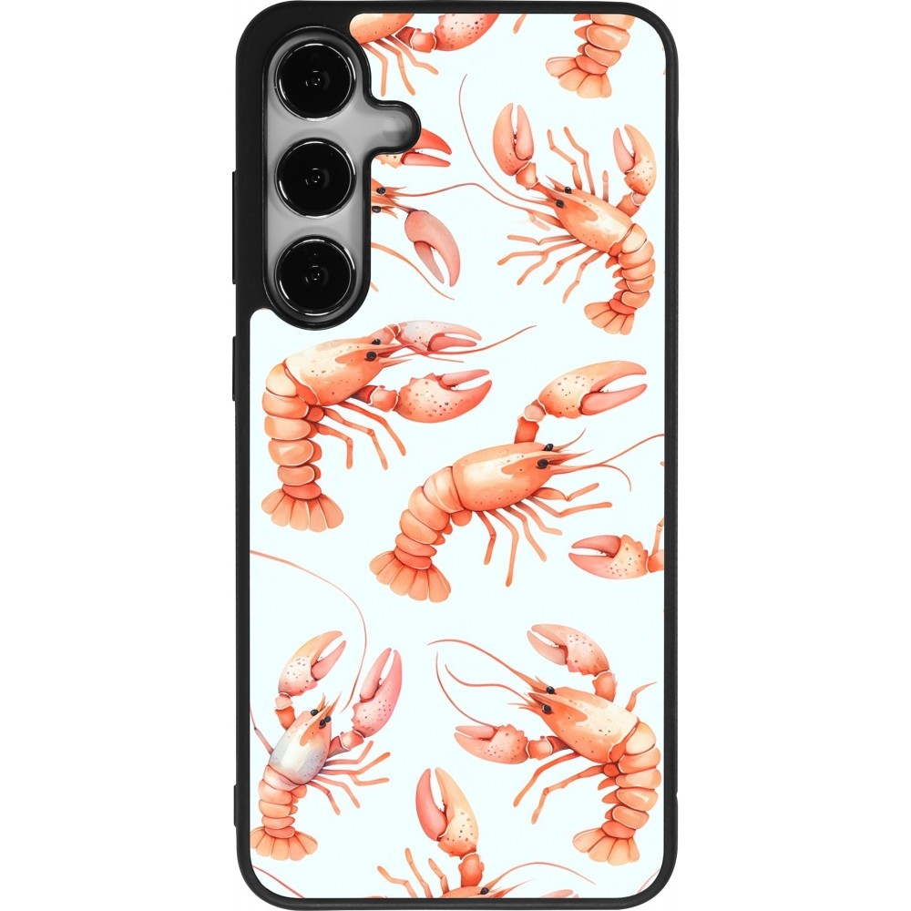 Coque Samsung Galaxy S25+ - Silicone rigide noir Pattern de homards pastels