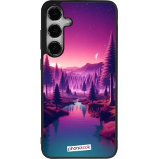 Coque Samsung Galaxy S25+ - Silicone rigide noir Paysage Violet-Rose