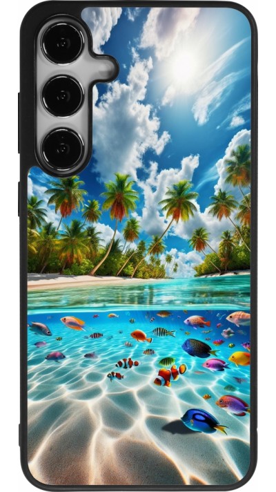 Coque Samsung Galaxy S25+ - Silicone rigide noir Plage Paradis