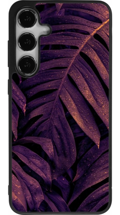 Coque Samsung Galaxy S25+ - Silicone rigide noir Purple Light Leaves