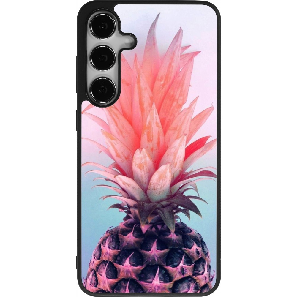 Coque Samsung Galaxy S25+ - Silicone rigide noir Purple Pink Pineapple