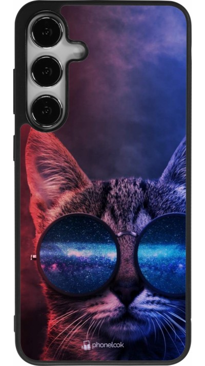 Coque Samsung Galaxy S25+ - Silicone rigide noir Red Blue Cat Glasses