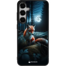 Coque Samsung Galaxy S25+ - Silicone rigide noir Renard lune forêt