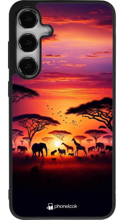 Coque Samsung Galaxy S25+ - Silicone rigide noir Safari sunset wildlife