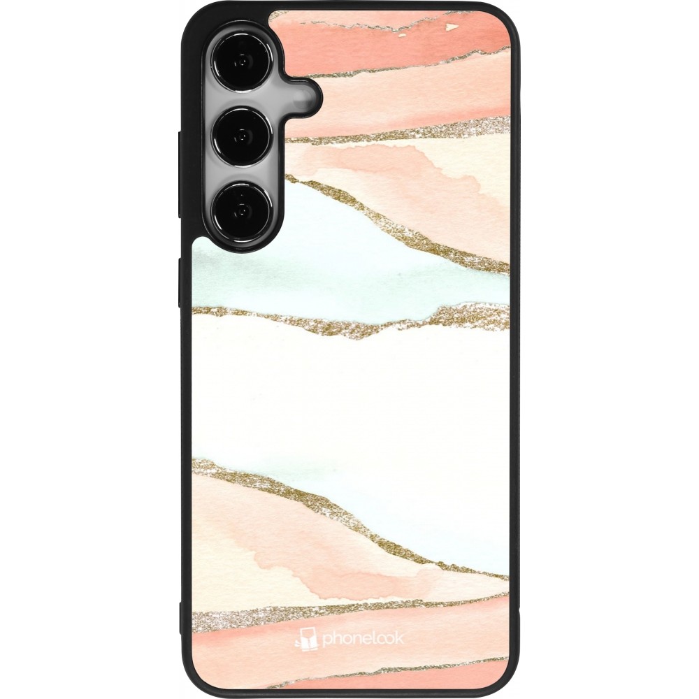 Coque Samsung Galaxy S25+ - Silicone rigide noir Shimmering Orange