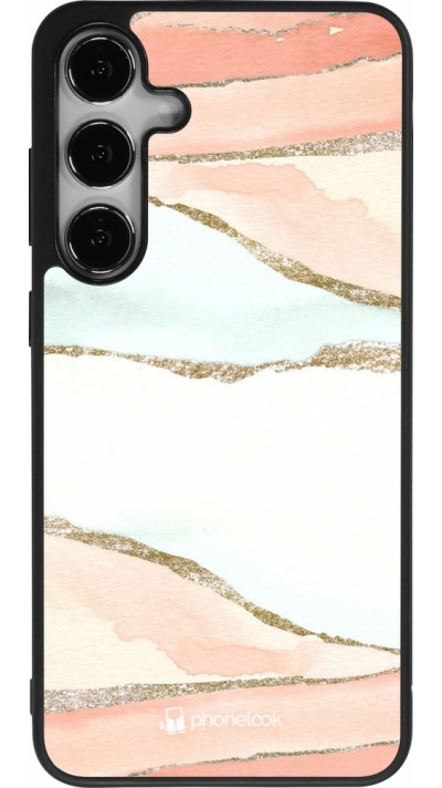 Coque Samsung Galaxy S25+ - Silicone rigide noir Shimmering Orange