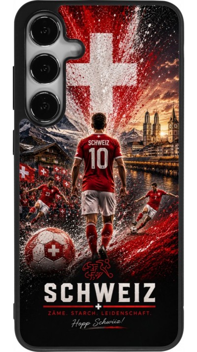 Samsung Galaxy S25+ Case Hülle - Silikon schwarz Fussball Schweiz splash 2026