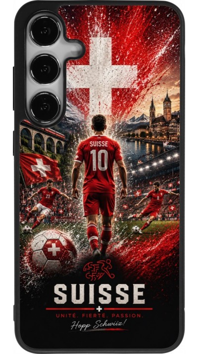 Samsung Galaxy S25+ Case Hülle - Silikon schwarz Fussball Suisse splash 2026