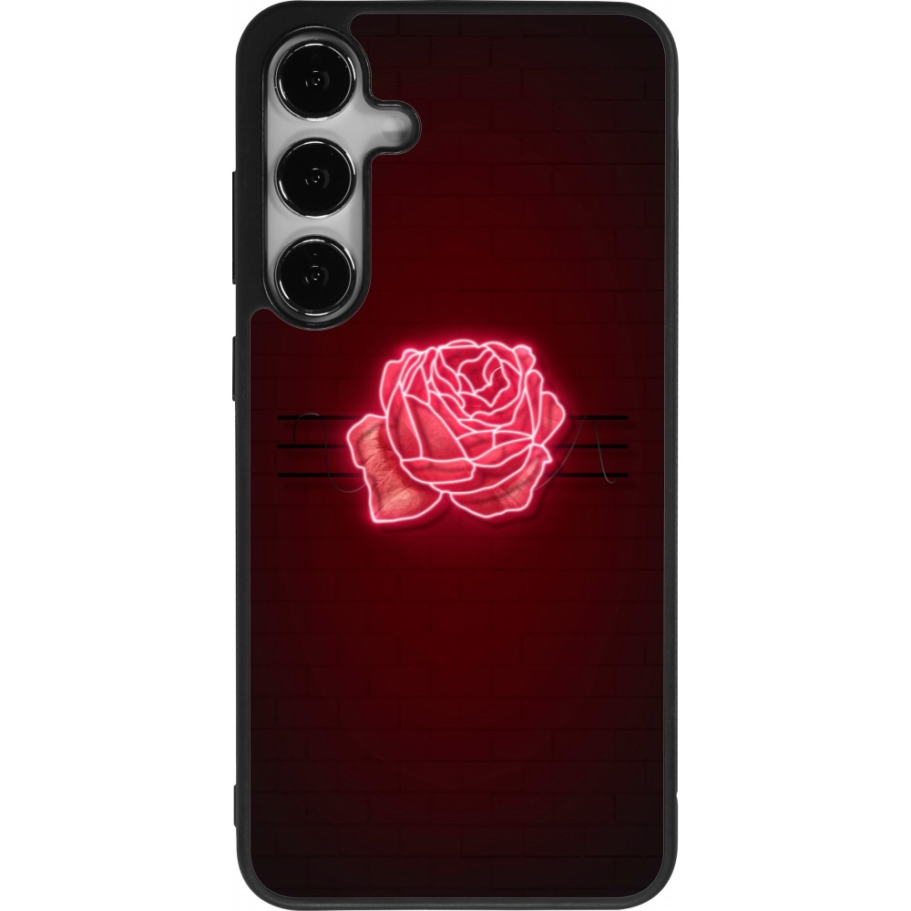 Coque Samsung Galaxy S25+ - Silicone rigide noir Spring 23 neon rose