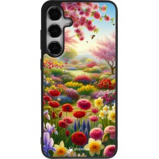 Coque Samsung Galaxy S25+ - Silicone rigide noir Spring 25 Bouquet printemps
