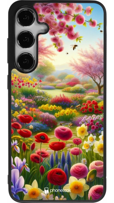 Coque Samsung Galaxy S25+ - Silicone rigide noir Spring 25 Bouquet printemps