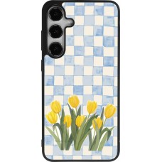 Coque Samsung Galaxy S25+ - Silicone rigide noir Blue vichy tulips Spring 2026