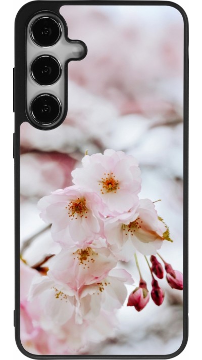 Samsung Galaxy S25+ Case Hülle - Silikon schwarz Cherry tree Spring 2026