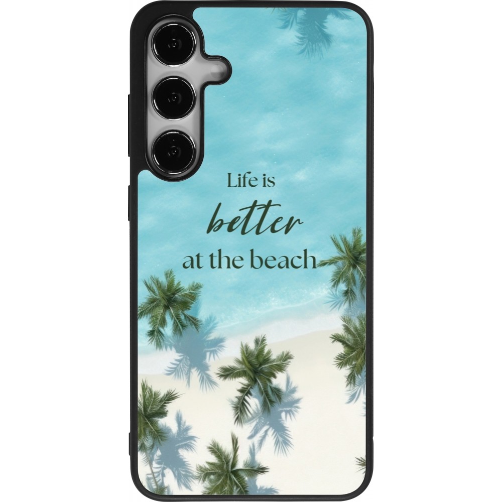 Coque Samsung Galaxy S25+ - Silicone rigide noir Summer 2025 Life is better at the beach