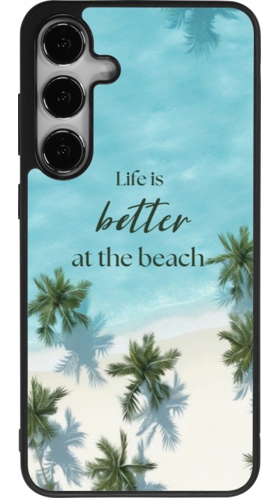 Coque Samsung Galaxy S25+ - Silicone rigide noir Summer 2025 Life is better at the beach