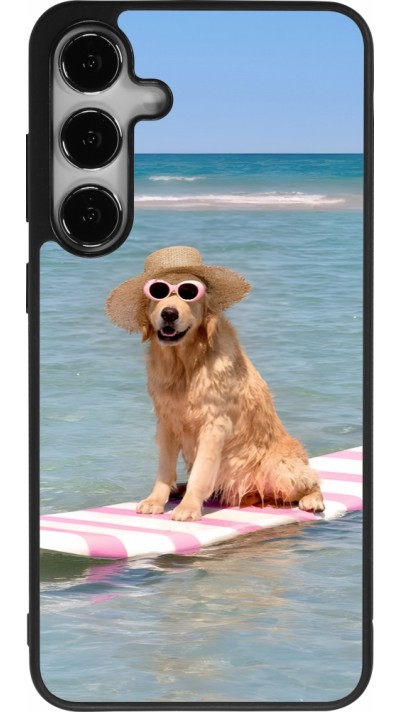 Coque Samsung Galaxy S25+ - Silicone rigide noir Summer Dog on Paddle
