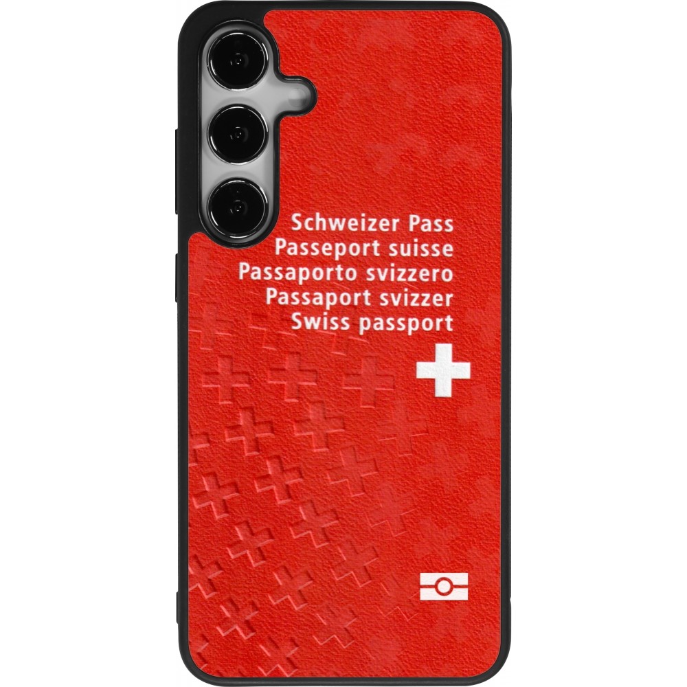 Coque Samsung Galaxy S25+ - Silicone rigide noir Swiss Passport