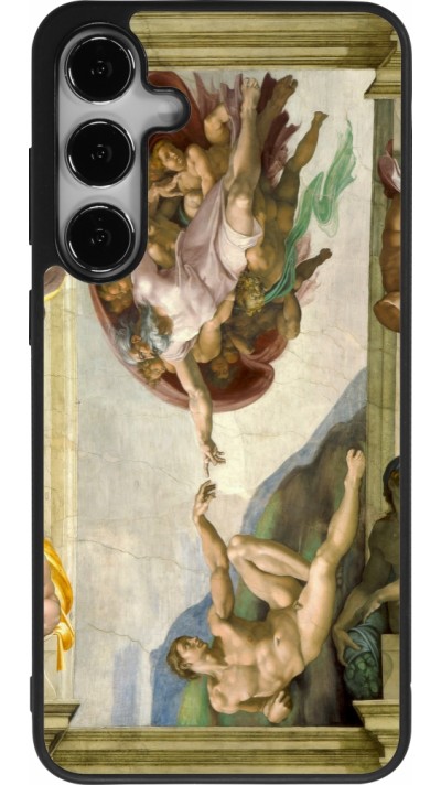 Coque Samsung Galaxy S25+ - Silicone rigide noir Tableau art - La Création d’Adam - Michel-Ange