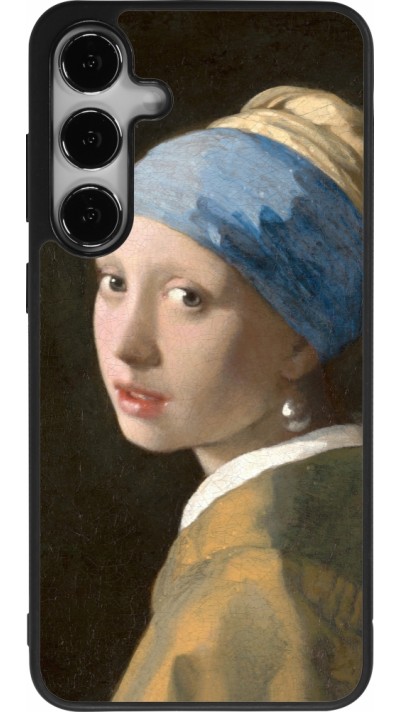 Coque Samsung Galaxy S25+ - Silicone rigide noir Tableau art - La Jeune fille à la perle - Johannes Vermeer