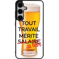 Coque Samsung Galaxy S25+ - Silicone rigide noir Tout travail mérite sa bière