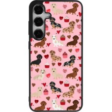 Coque Samsung Galaxy S25+ - Silicone rigide noir Valentine 2024 puppy love