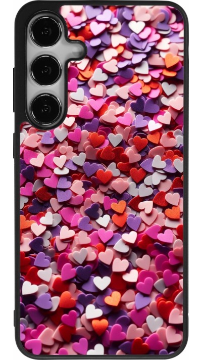 Coque Samsung Galaxy S25+ - Silicone rigide noir Valentine 2025 Confetti