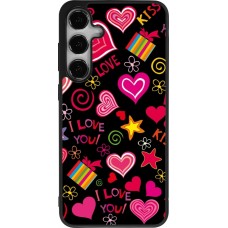 Coque Samsung Galaxy S25+ - Silicone rigide noir Valentine 2023 love symbols