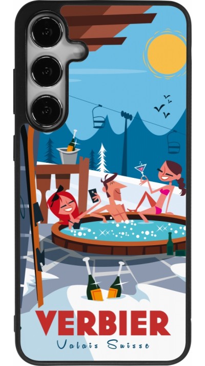 Coque Samsung Galaxy S25+ - Silicone rigide noir Verbier Mountain Jacuzzi