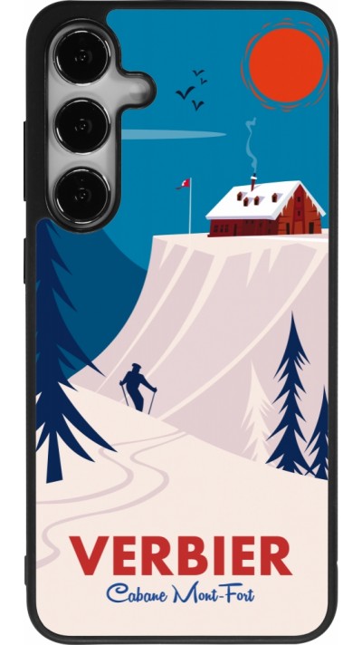 Coque Samsung Galaxy S25+ - Silicone rigide noir Verbier Cabane Mont-Fort