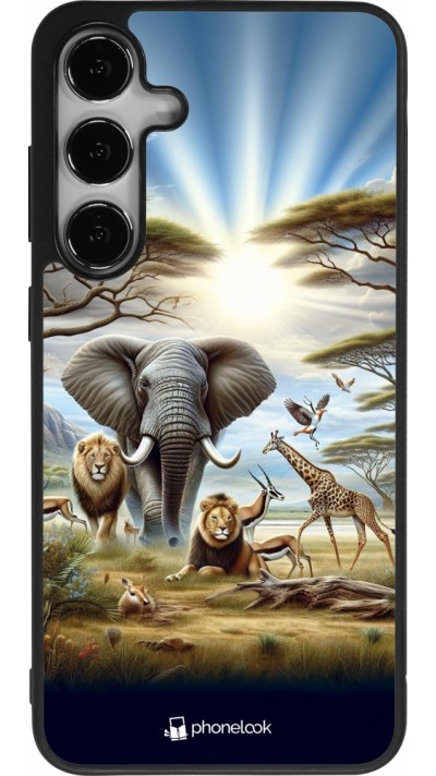 Coque Samsung Galaxy S25+ - Silicone rigide noir Vie sauvage africaine