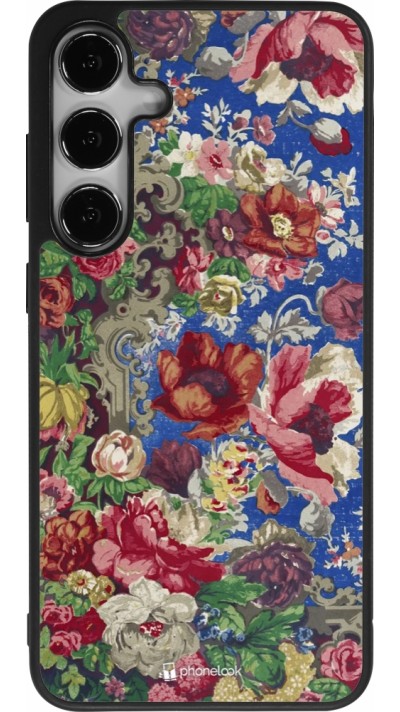 Coque Samsung Galaxy S25+ - Silicone rigide noir Vintage Art Flowers