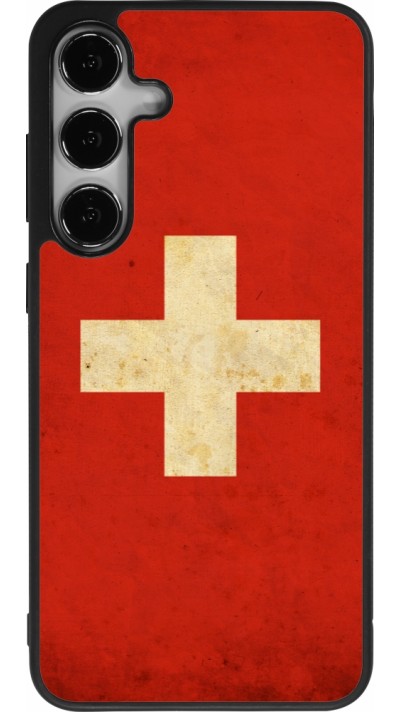 Coque Samsung Galaxy S25+ - Silicone rigide noir Vintage Flag SWISS