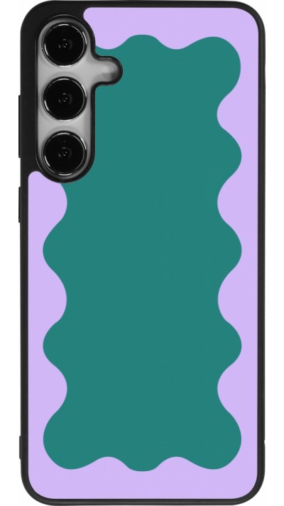 Coque Samsung Galaxy S25+ - Silicone rigide noir Wavy Rectangle Green Purple