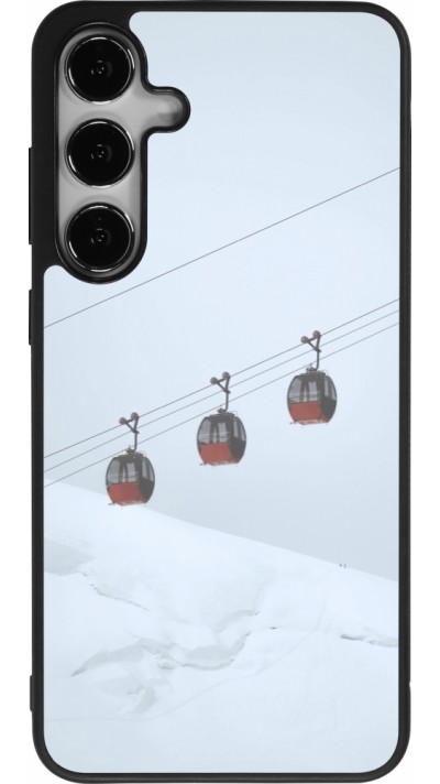 Coque Samsung Galaxy S25+ - Silicone rigide noir Winter 22 ski lift