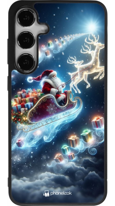 Coque Samsung Galaxy S25+ - Silicone rigide noir Noël 2023 Père Noël enchanté