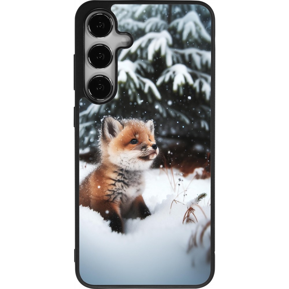 Coque Samsung Galaxy S25+ - Silicone rigide noir Noël 2023 Renardeau sapin