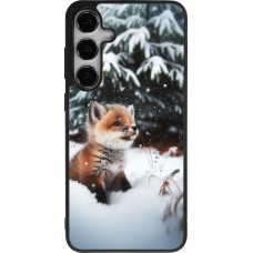 Coque Samsung Galaxy S25+ - Silicone rigide noir Noël 2023 Renardeau sapin