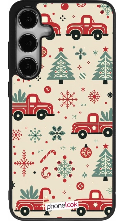 Coque Samsung Galaxy S25+ - Silicone rigide noir Noël 2024 Camion Sapin