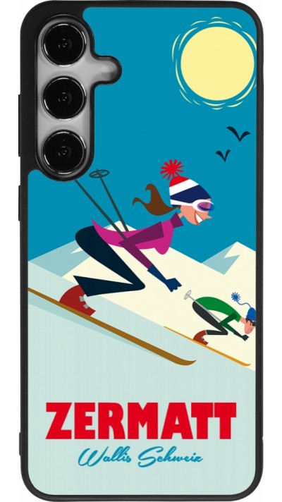 Coque Samsung Galaxy S25+ - Silicone rigide noir Zermatt Ski Downhill