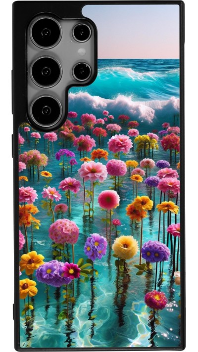Coque Samsung Galaxy S25 Ultra - Silicone rigide noir Flower sea waves