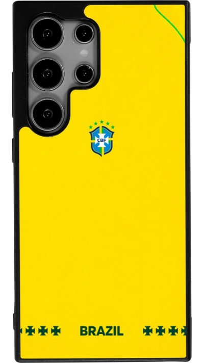 Coque Samsung Galaxy S25 Ultra - Silicone rigide noir Maillot de football Bresil 2026 personnalisable