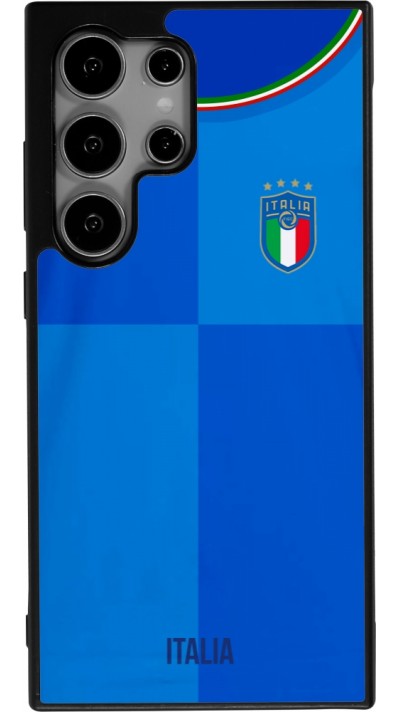 Coque Samsung Galaxy S25 Ultra - Silicone rigide noir Maillot de football Italie 2022 personnalisable