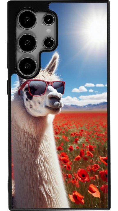Coque Samsung Galaxy S25 Ultra - Silicone rigide noir Lama Chic en Coquelicot