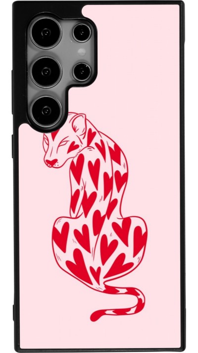 Coque Samsung Galaxy S25 Ultra - Silicone rigide noir Leopard with hearts 2026