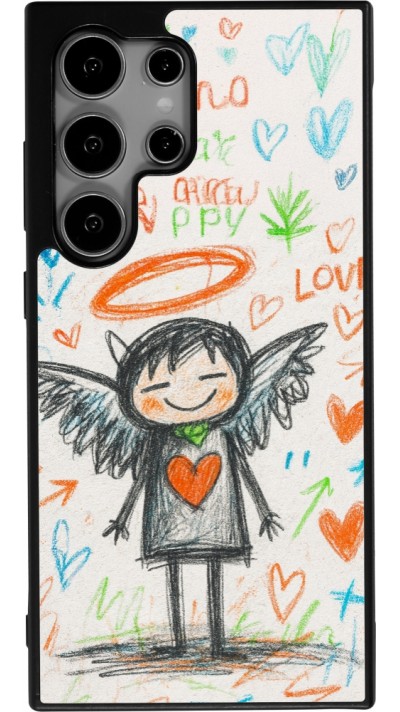 Coque Samsung Galaxy S25 Ultra - Silicone rigide noir Little Angel Sketch Love
