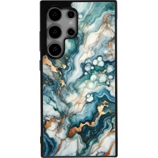 Coque Samsung Galaxy S25 Ultra - Silicone rigide noir Marbre Vert Bleu Doré