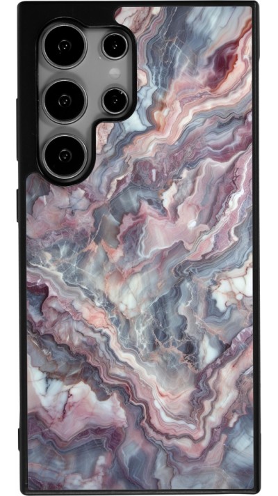 Samsung Galaxy S25 Ultra Case Hülle - Silikon schwarz Violetter silberner Marmor