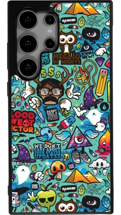 Coque Samsung Galaxy S25 Ultra - Silicone rigide noir Mixed Cartoons Turquoise