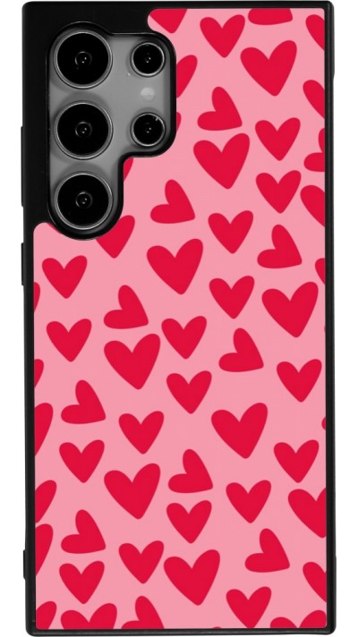 Coque Samsung Galaxy S25 Ultra - Silicone rigide noir Mom 2024 petits coeurs